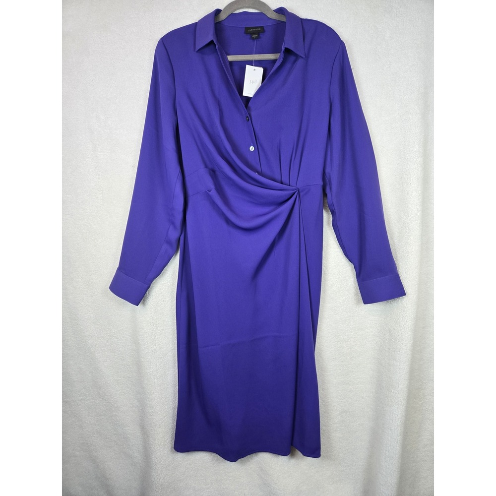 J. Jill Wearever Tanzanite Purple Faux Wrap Shirt Dress NWT M 281001